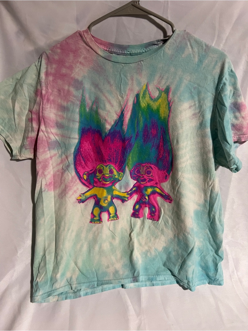 Trolls tie dye t shirt - Pink & Aqua 100% cotton